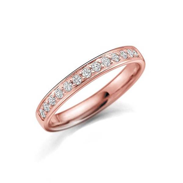 GD230R3 - Ros gull giftering med diamant 0,14 ct WSI. 3 mm